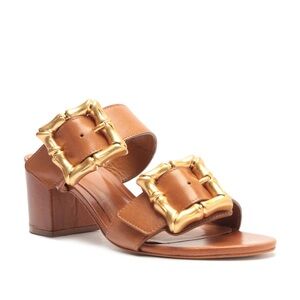 SCHUTZ Brown Sandals with Gold Buckles